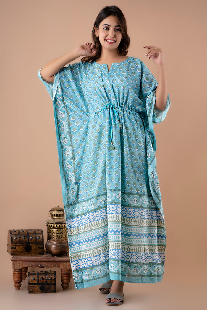 Hand Block Printed Cotton Kaftan