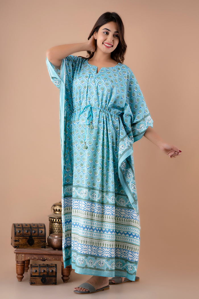 Hand Block Printed Cotton Kaftan