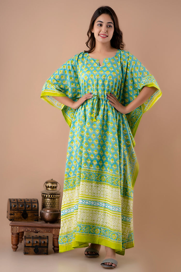 Hand Block Printed Cotton Kaftan