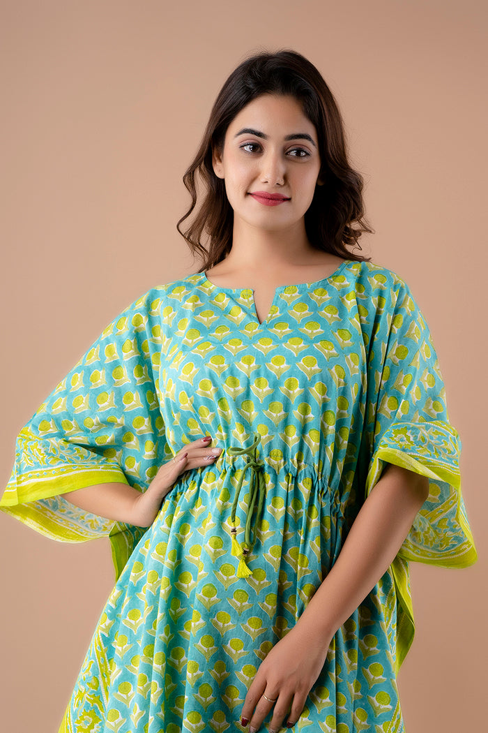 Hand Block Printed Cotton Kaftan