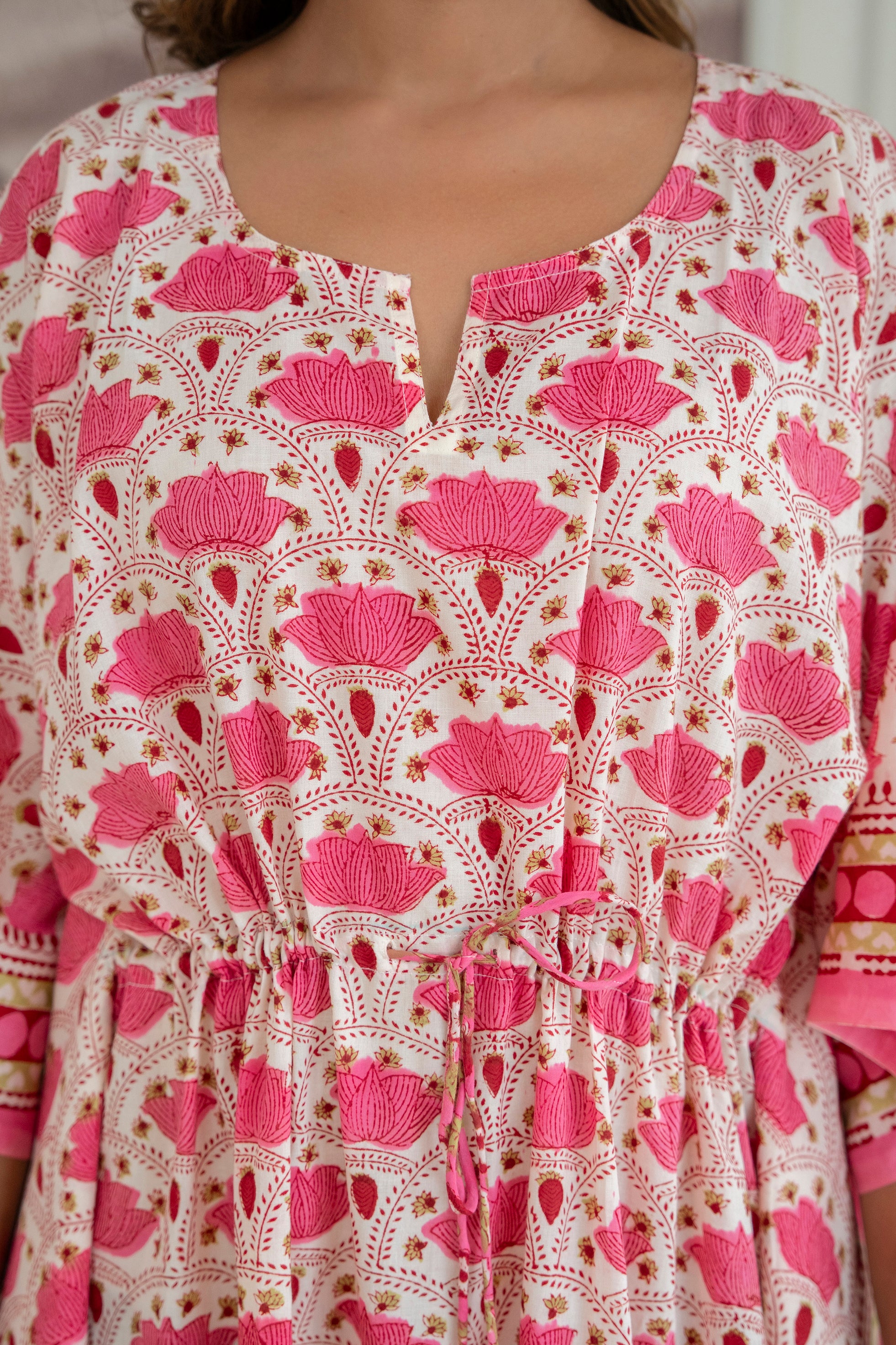 Lotus Trail Hand Block Printed Cotton Kaftan