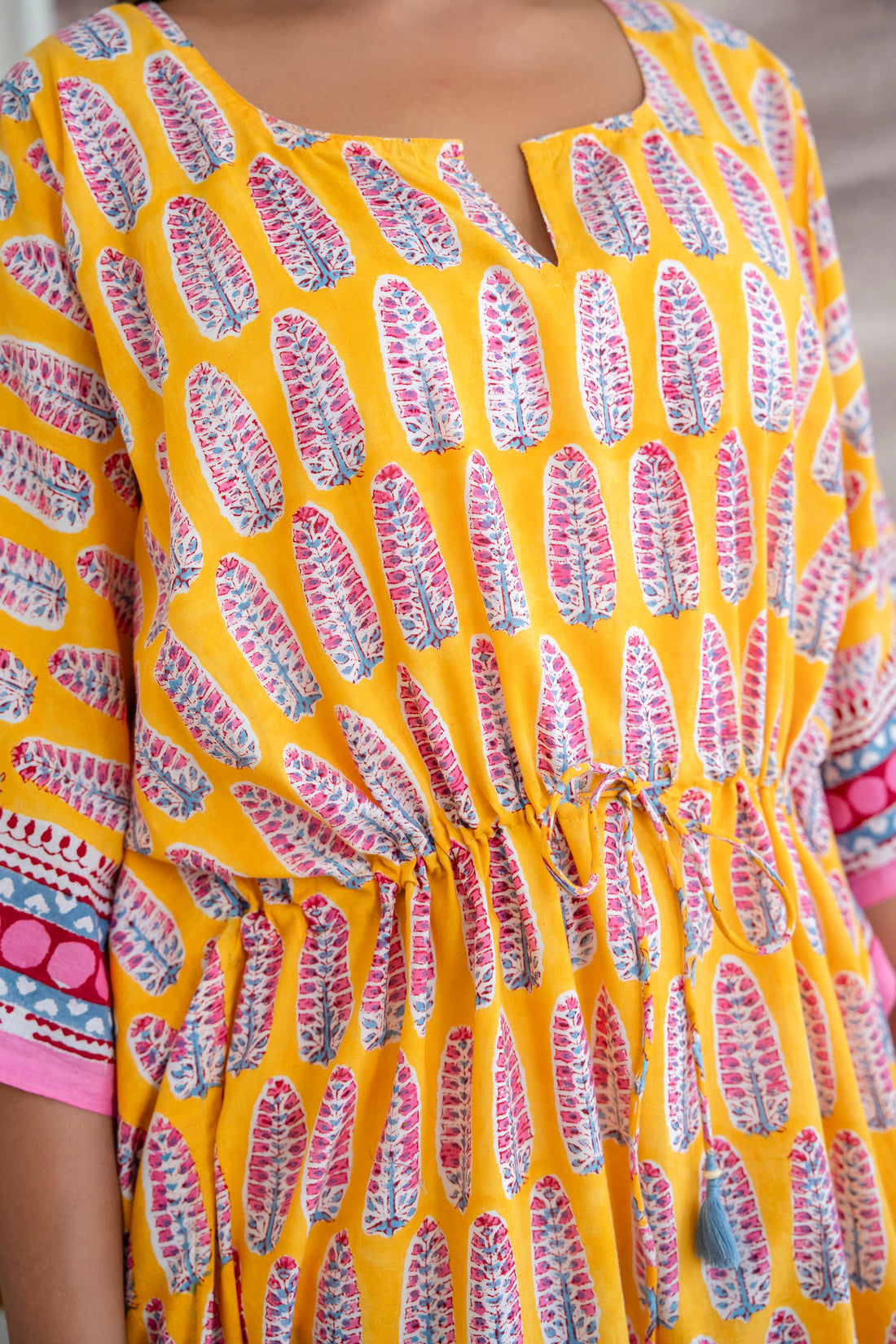 Sunshine Buta Hand Block Printed Cotton Kaftan