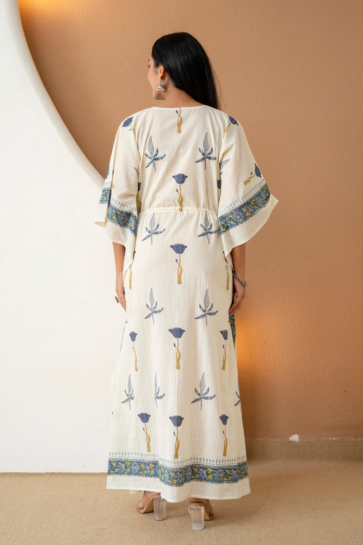 Meadow Blue Hand Block Printed Cotton Kaftan
