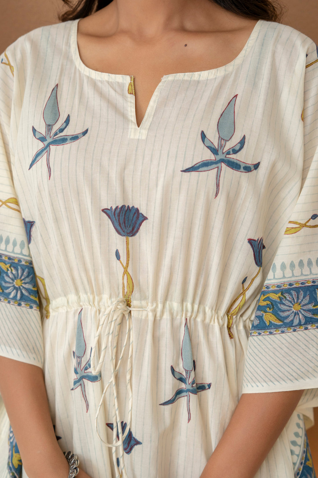 Meadow Blue Hand Block Printed Cotton Kaftan
