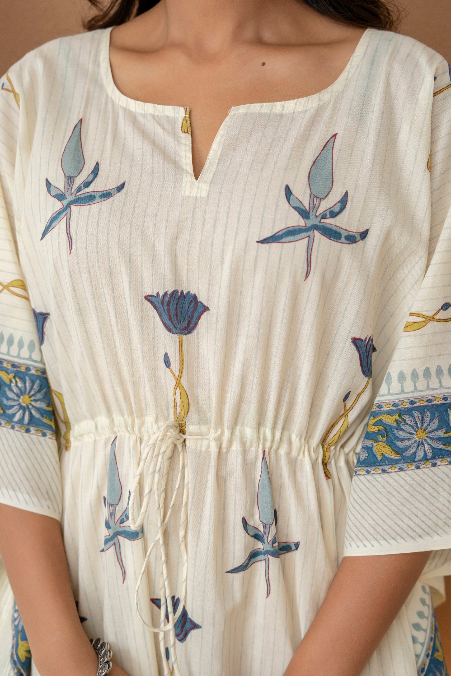 Meadow Blue Hand Block Printed Cotton Kaftan