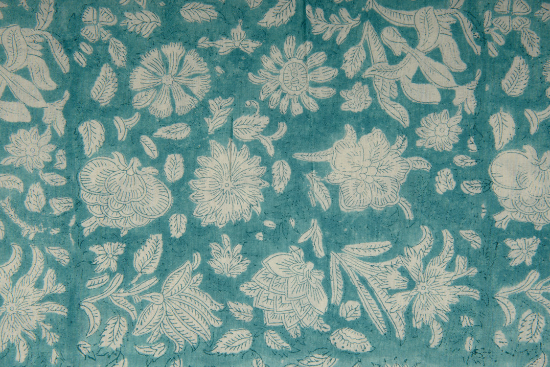 Cotton Cambric Traditional Block Printed Flower Print Fabric
