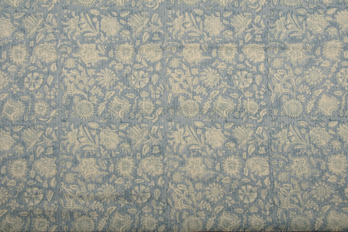 Cotton Cambric Traditional Block Printed Flower Print Fabric