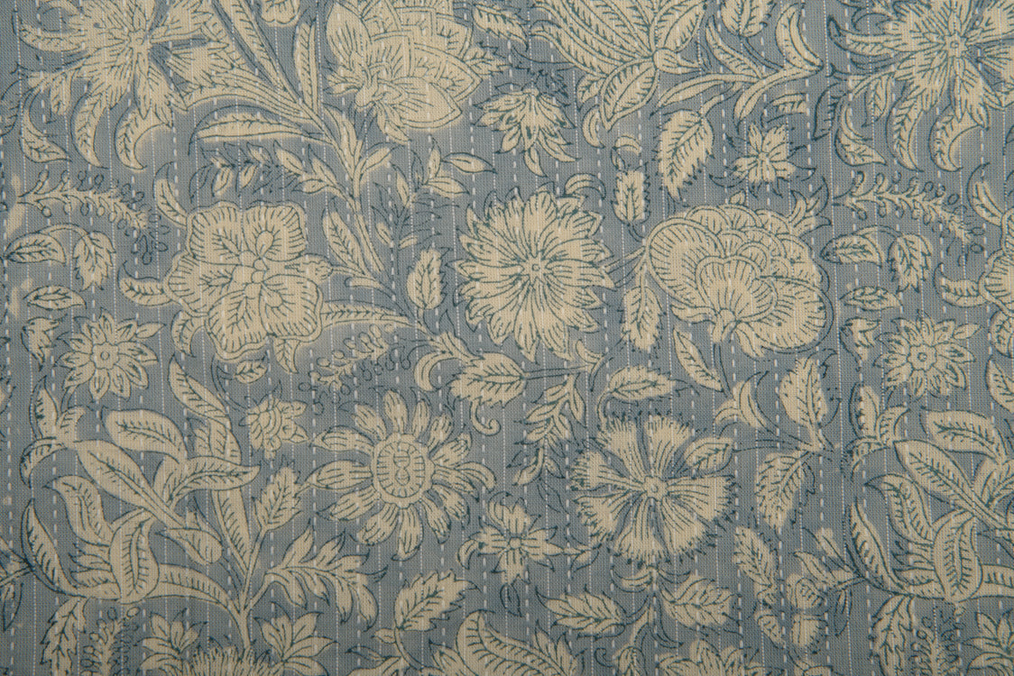 Cotton Cambric Traditional Block Printed Flower Print Fabric