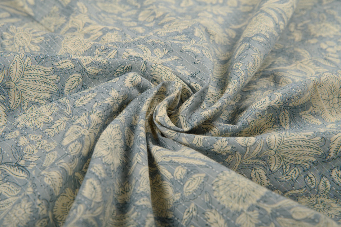 Cotton Cambric Traditional Block Printed Flower Print Fabric