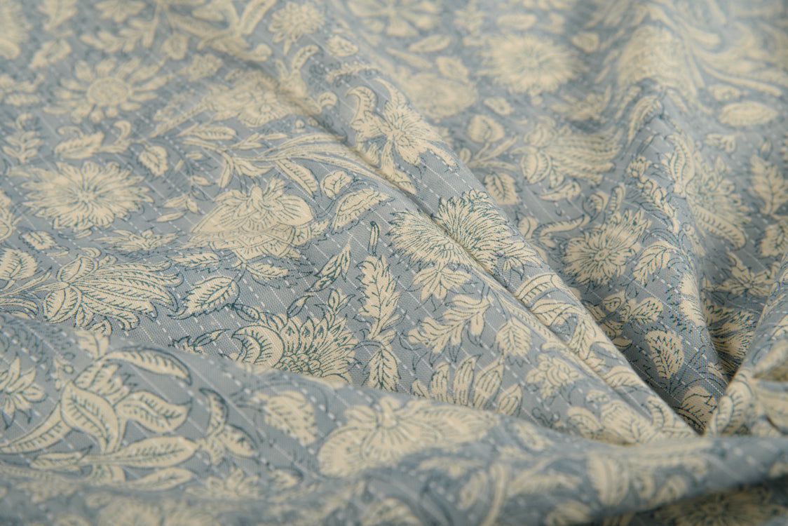 Cotton Cambric Traditional Block Printed Flower Print Fabric