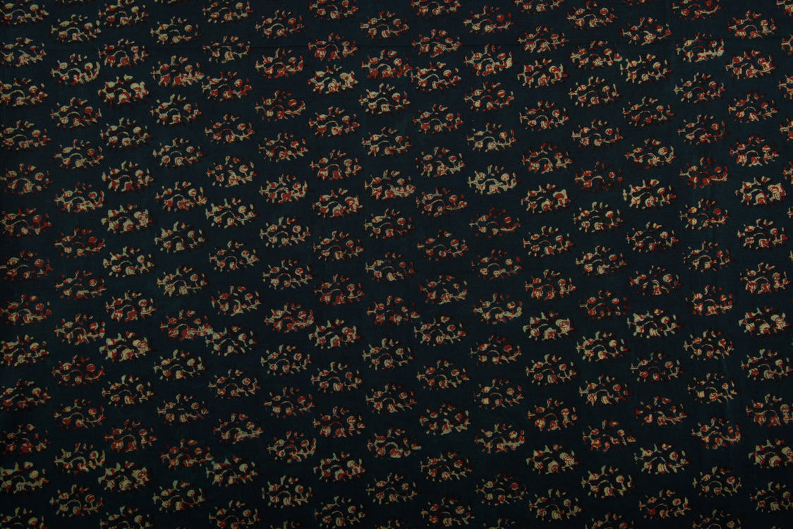 Cotton Cambric Natural Traditional Block Printed Farad Fabric