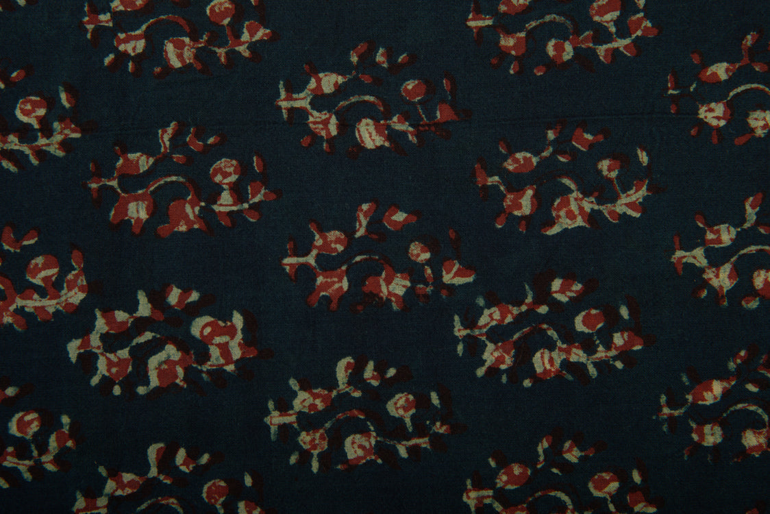 Cotton Cambric Natural Traditional Block Printed Farad Fabric