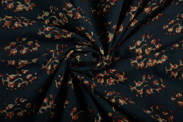 Cotton Cambric Natural Traditional Block Printed Farad Fabric