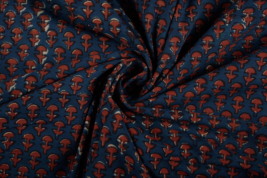 Cotton Cambric Jahota Block Printed Fabric
