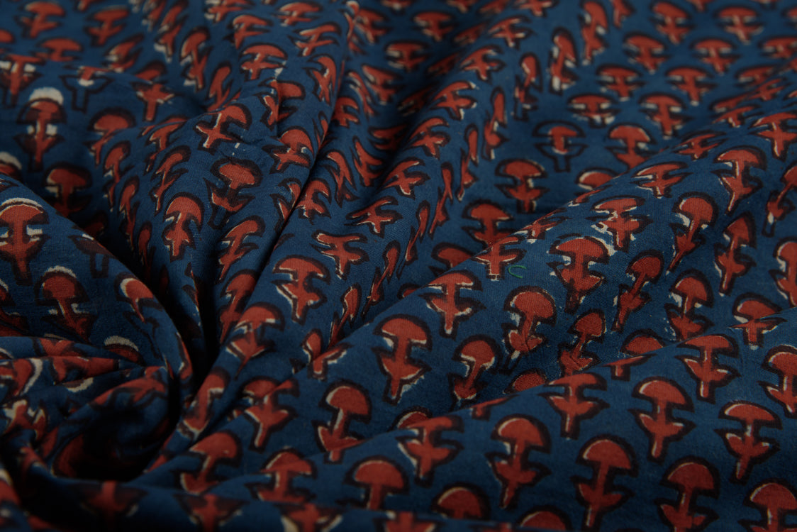 Cotton Cambric Jahota Block Printed Fabric