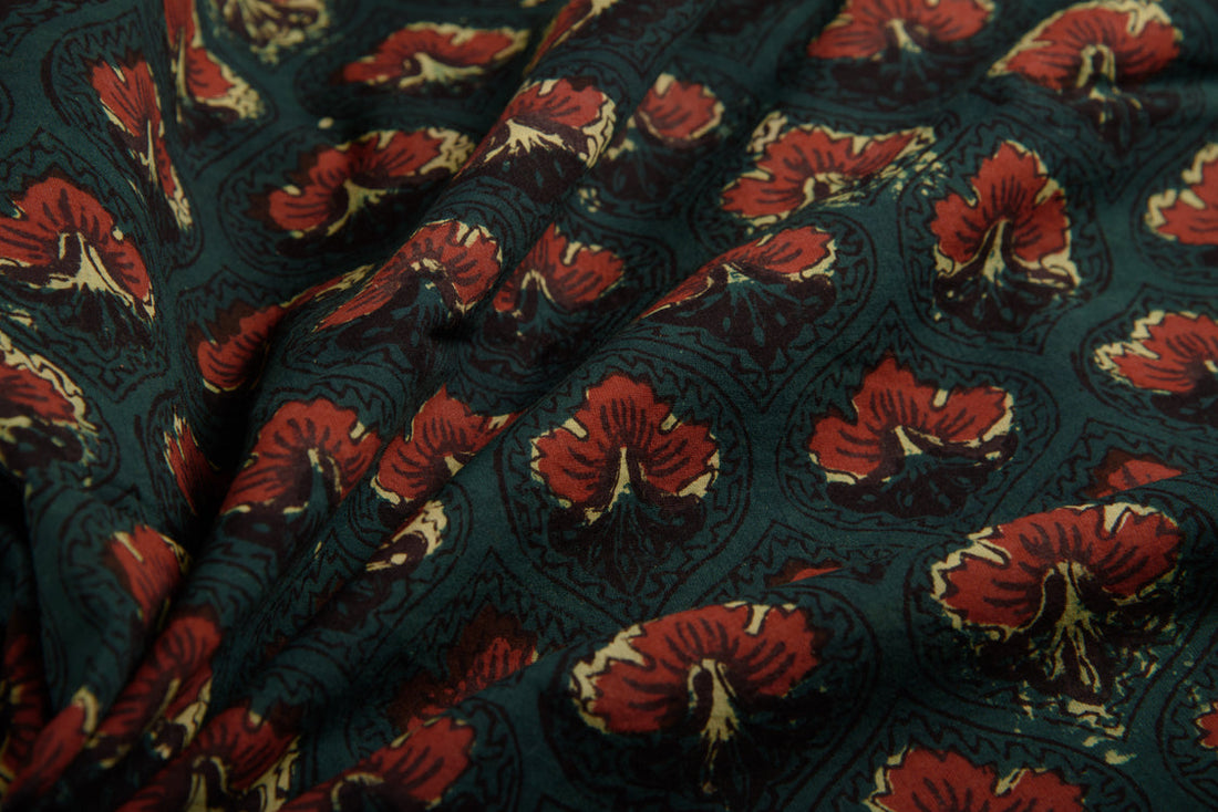 Cotton Cambric Jahota Block Printed Fabric