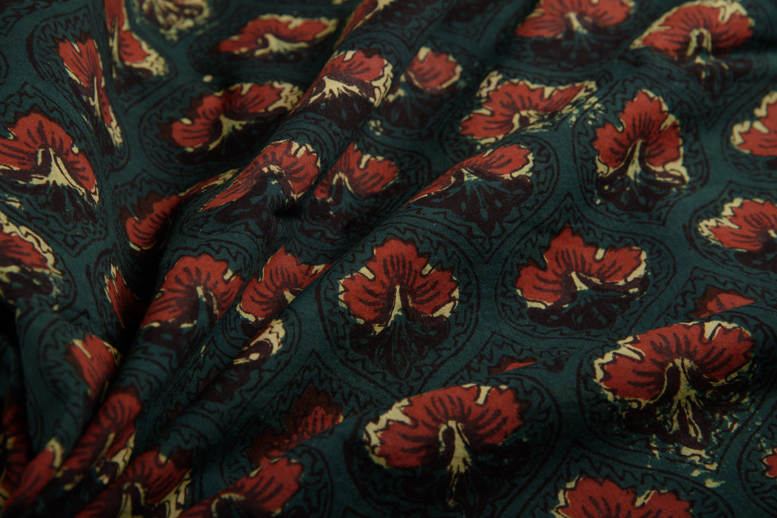 Cotton Cambric Jahota Block Printed Fabric