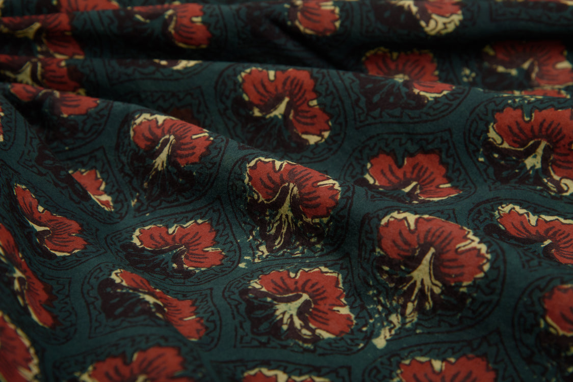 Cotton Cambric Jahota Block Printed Fabric