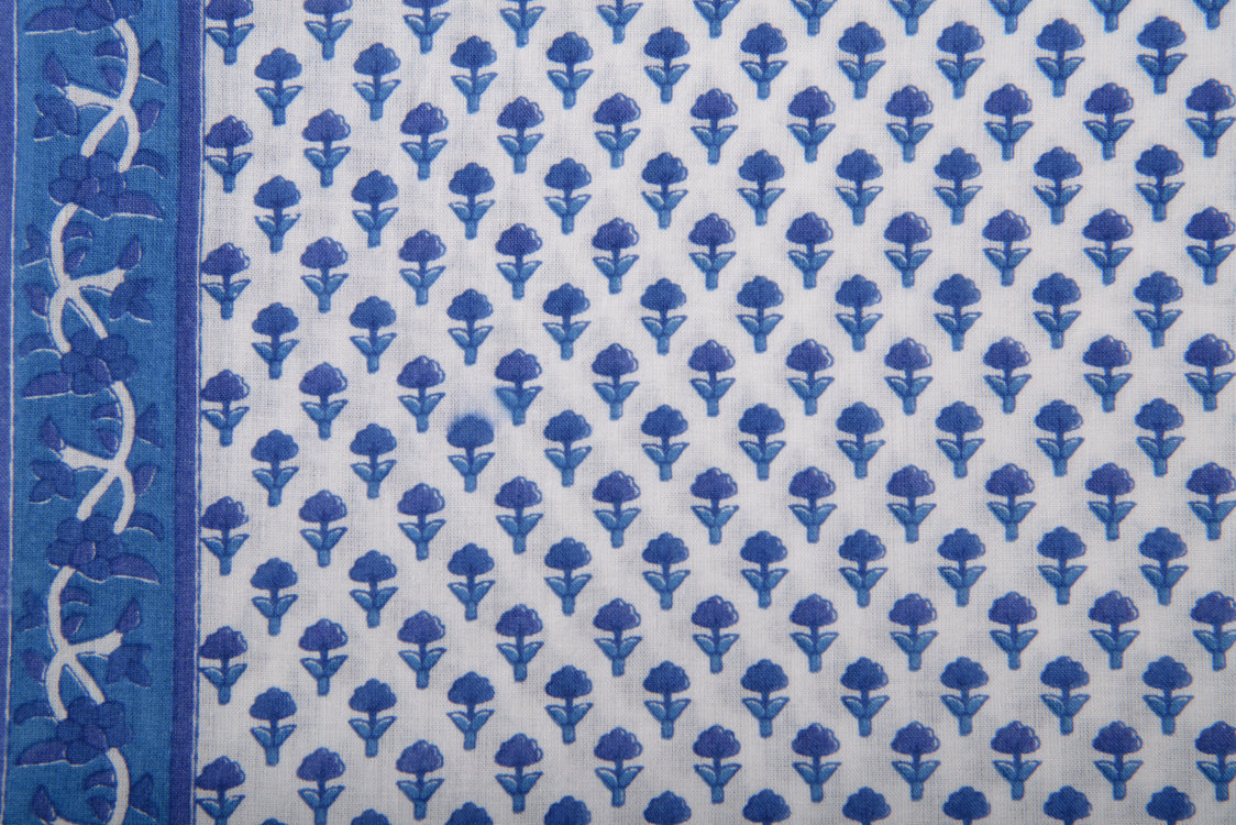 Cotton Cambric Booti Block Print Fabric