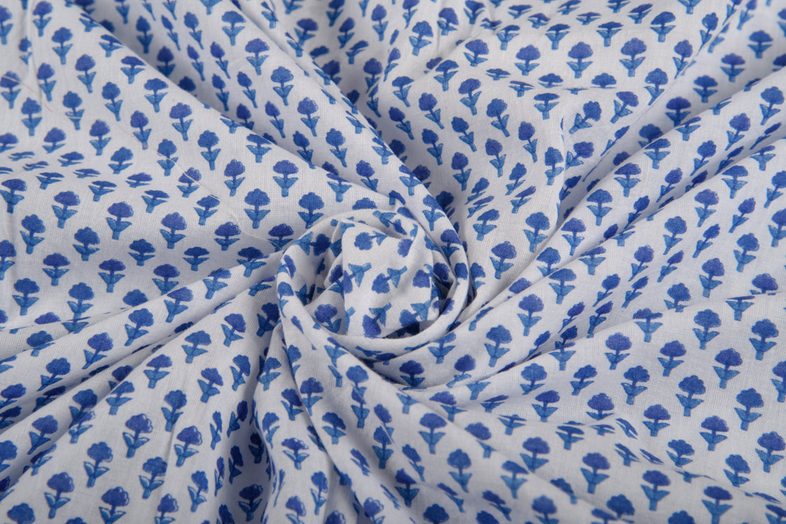 Cotton Cambric Booti Block Print Fabric