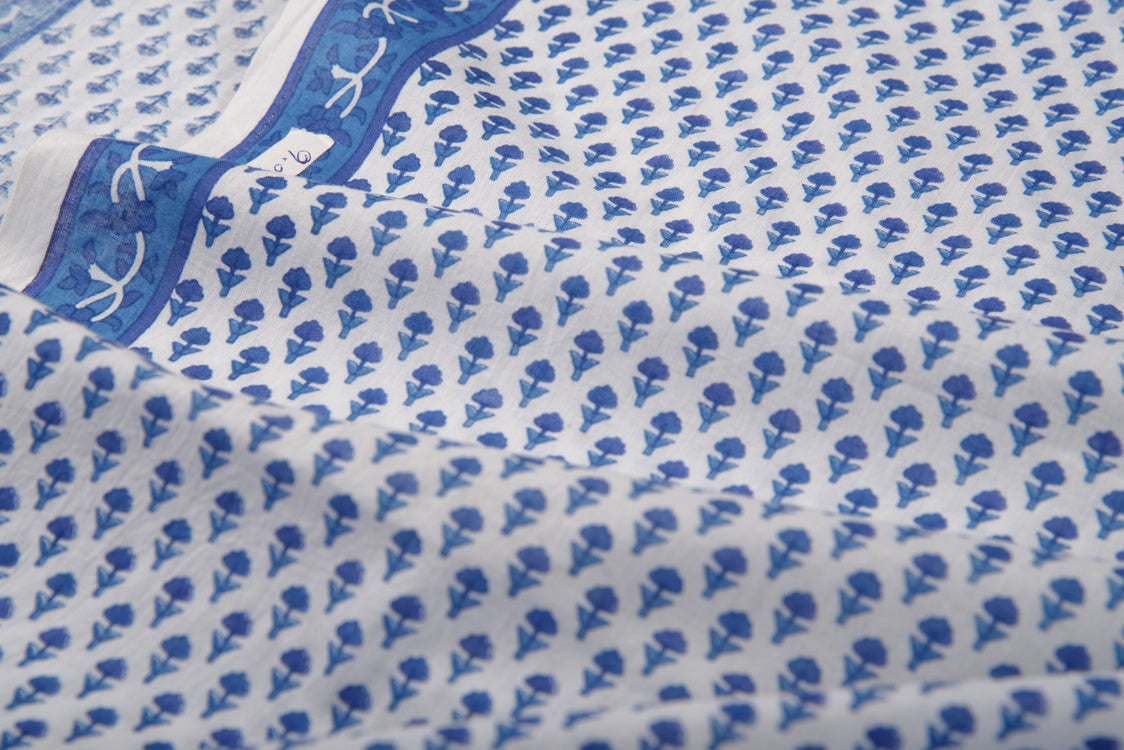 Cotton Cambric Booti Block Print Fabric
