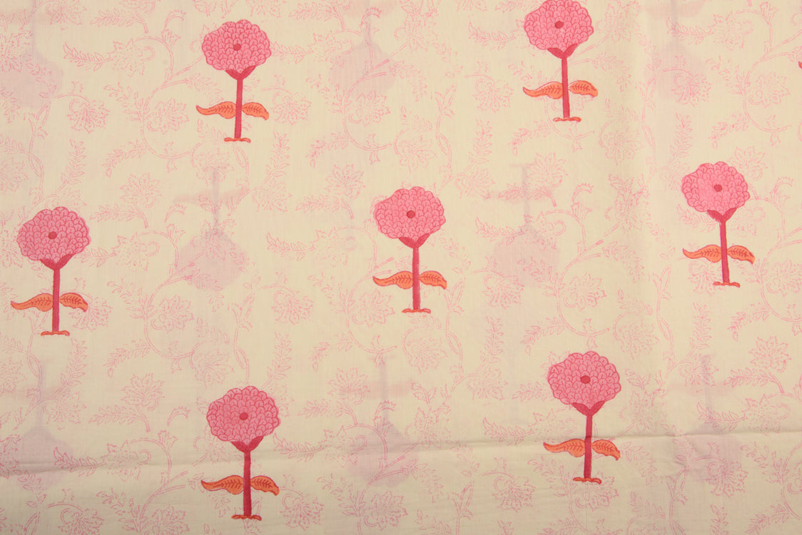 Cotton Cambric Mughal Block Print Fabric