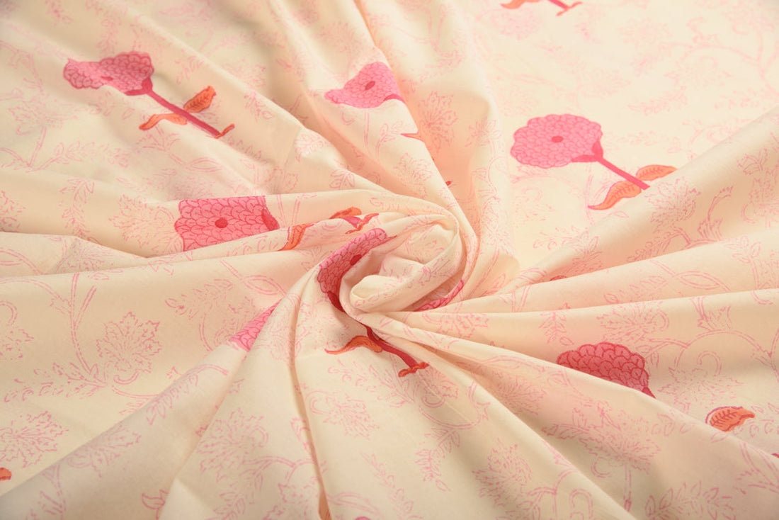 Cotton Cambric Mughal Block Print Fabric