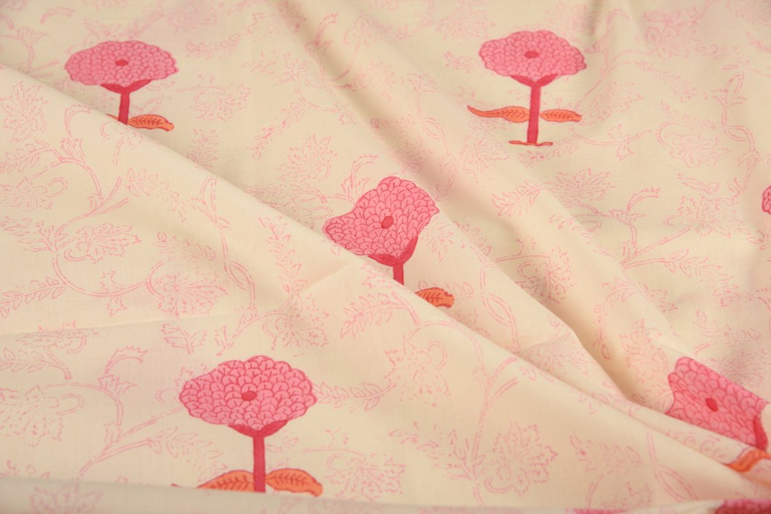 Cotton Cambric Mughal Block Print Fabric