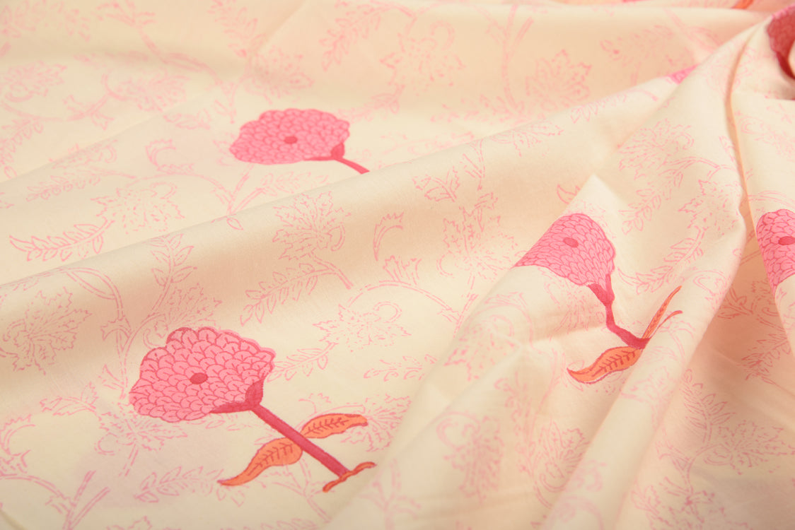 Cotton Cambric Mughal Block Print Fabric