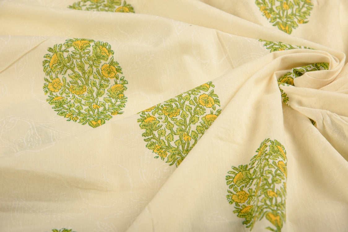 Cotton Cambric Mughal Block Print Fabric