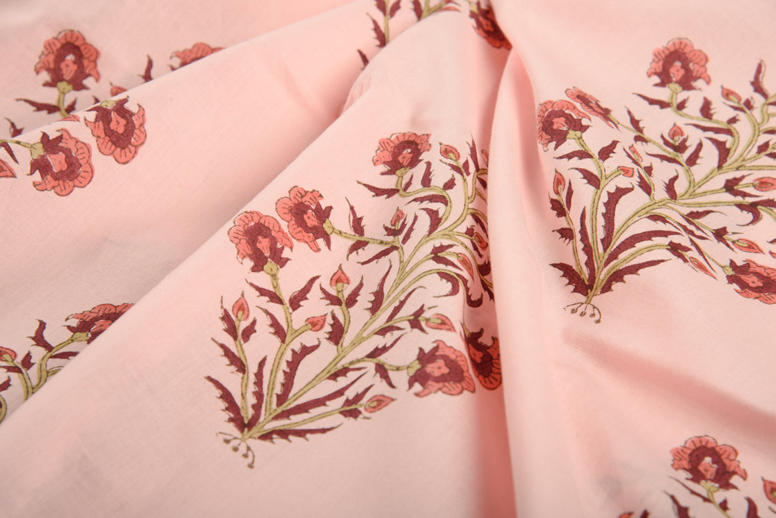 Cotton Cambric Mughal Block Print Fabric