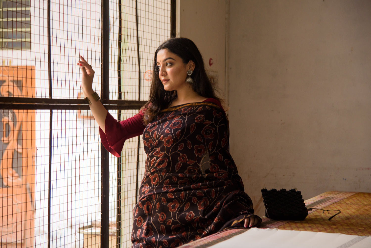 Chanderi Silk Saree in Dabu Jaota Print