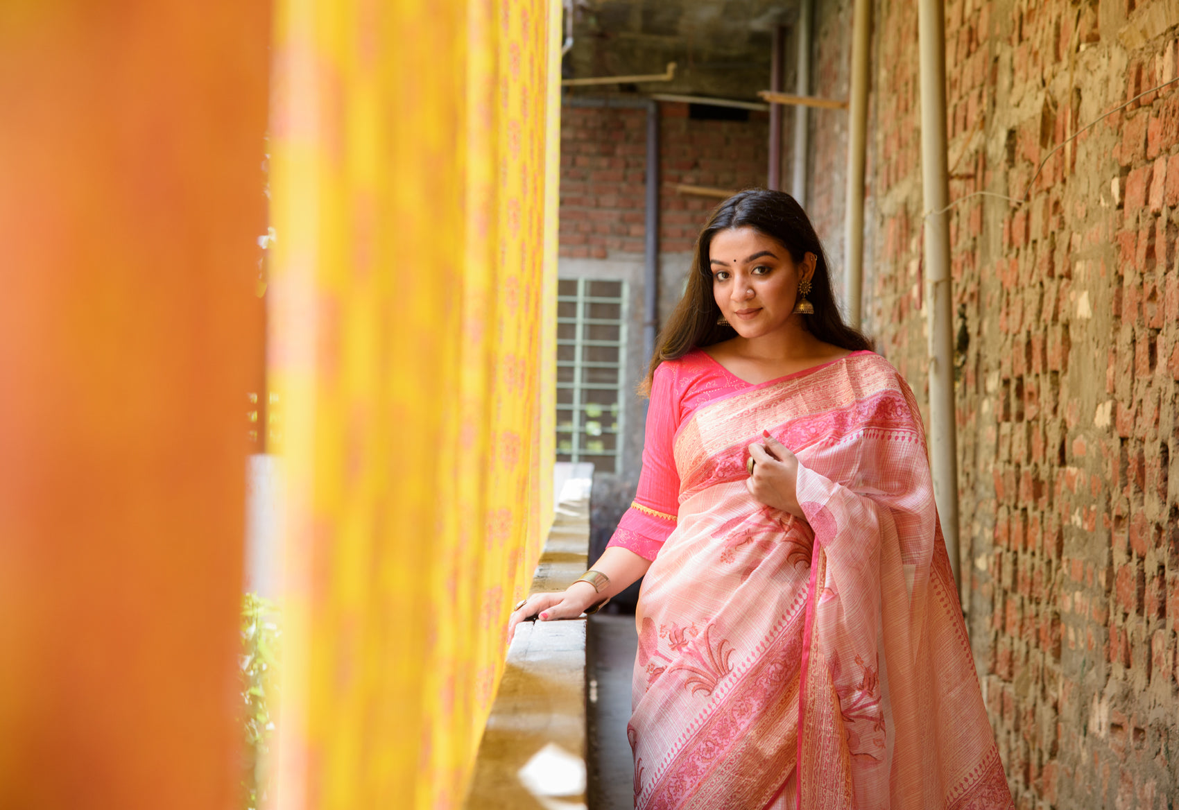Kota Silk Saree in Beautiful Mughal Block Print