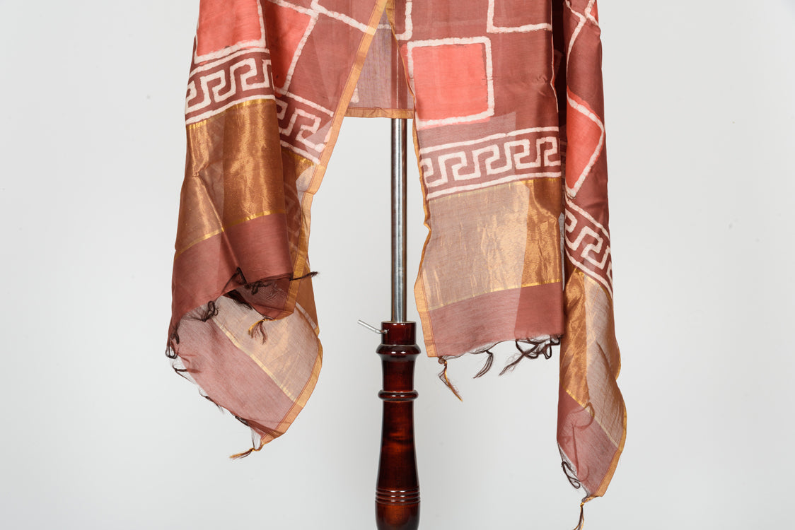 Chanderi Dabu Block Printed Dupatta