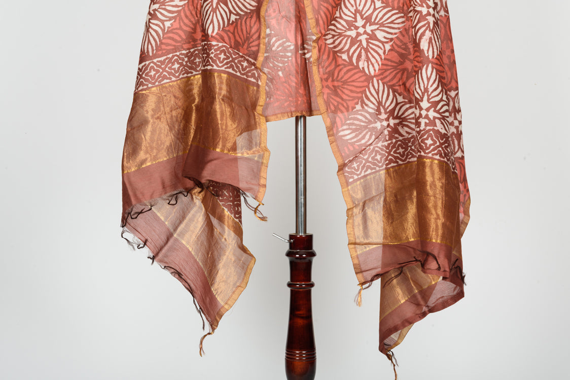 Chanderi Dabu Block Printed Dupatta