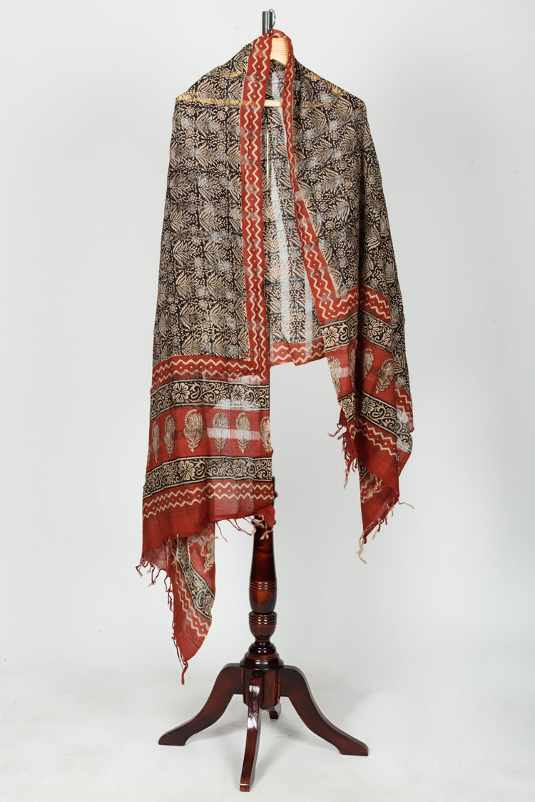 Cotton Handloom Block Printed Dupatta