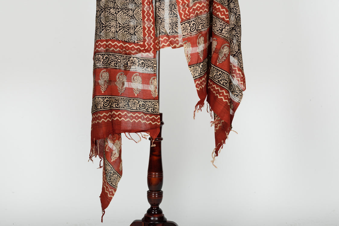 Cotton Handloom Block Printed Dupatta