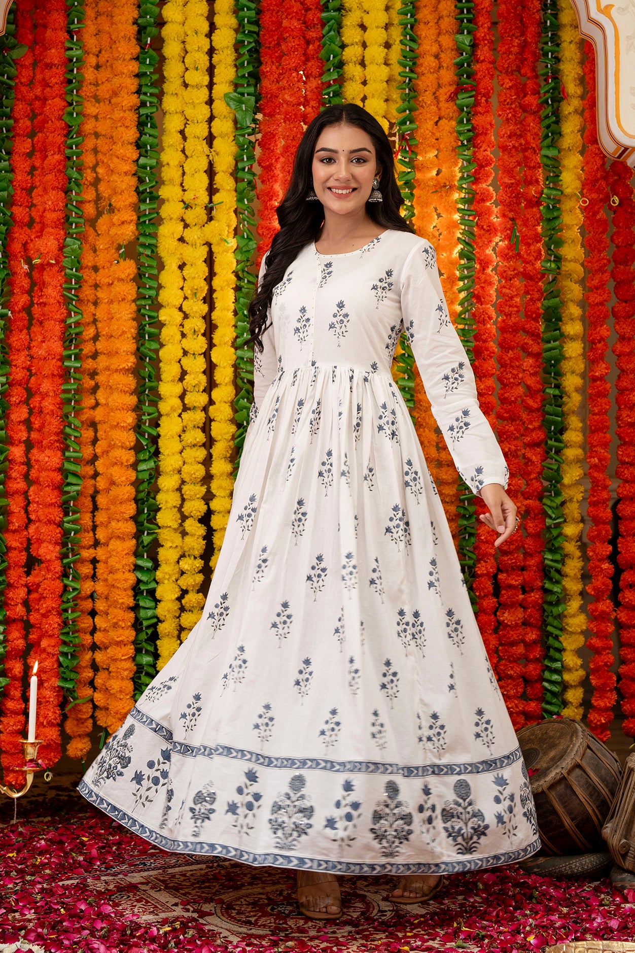 Block Printed Anarkali Set