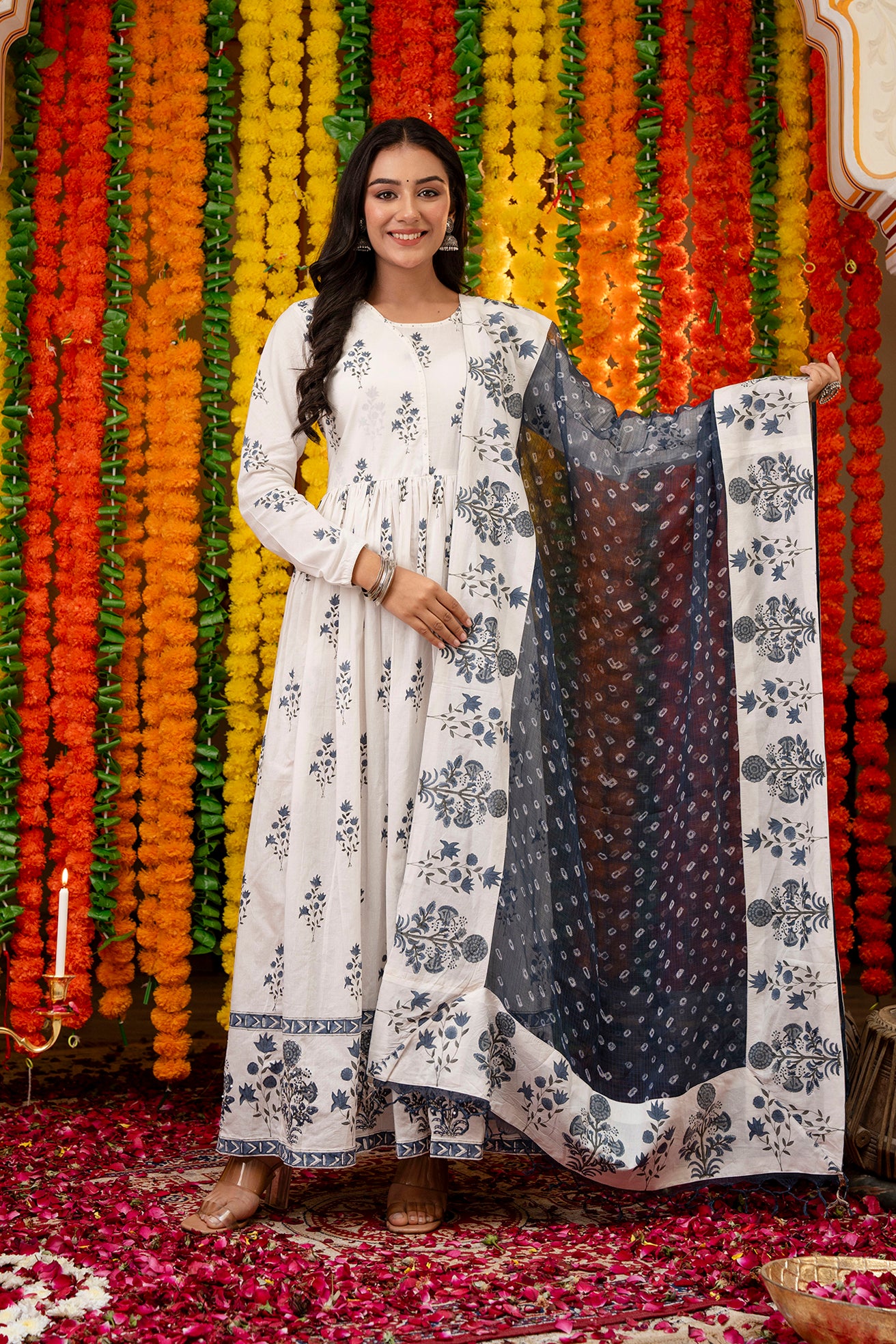 Block Printed Anarkali Set