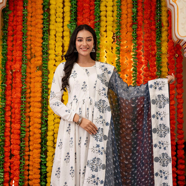 Block Printed Anarkali Set
