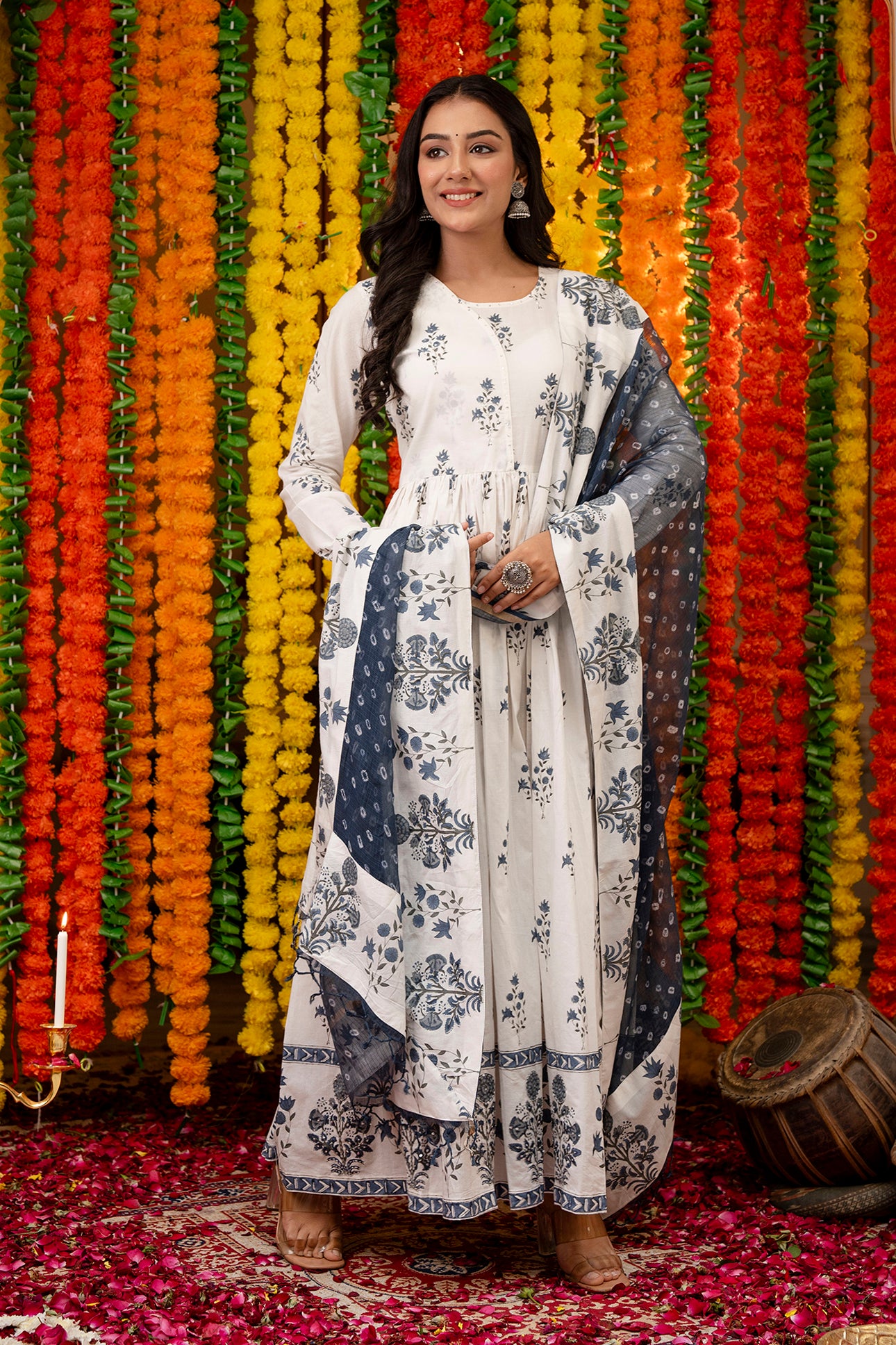 Block Printed Anarkali Set