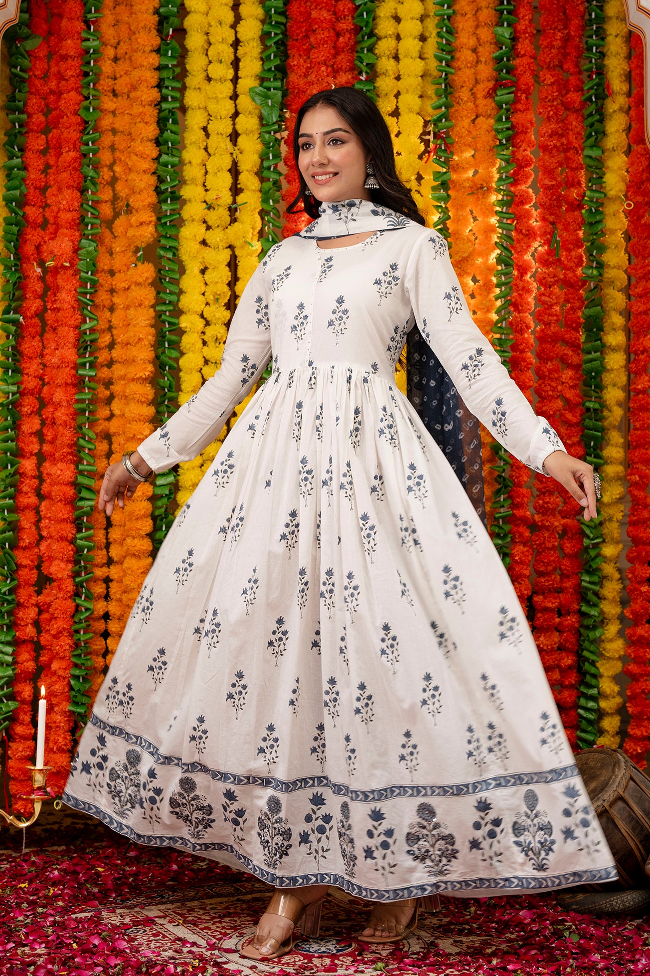 Block Printed Anarkali Set