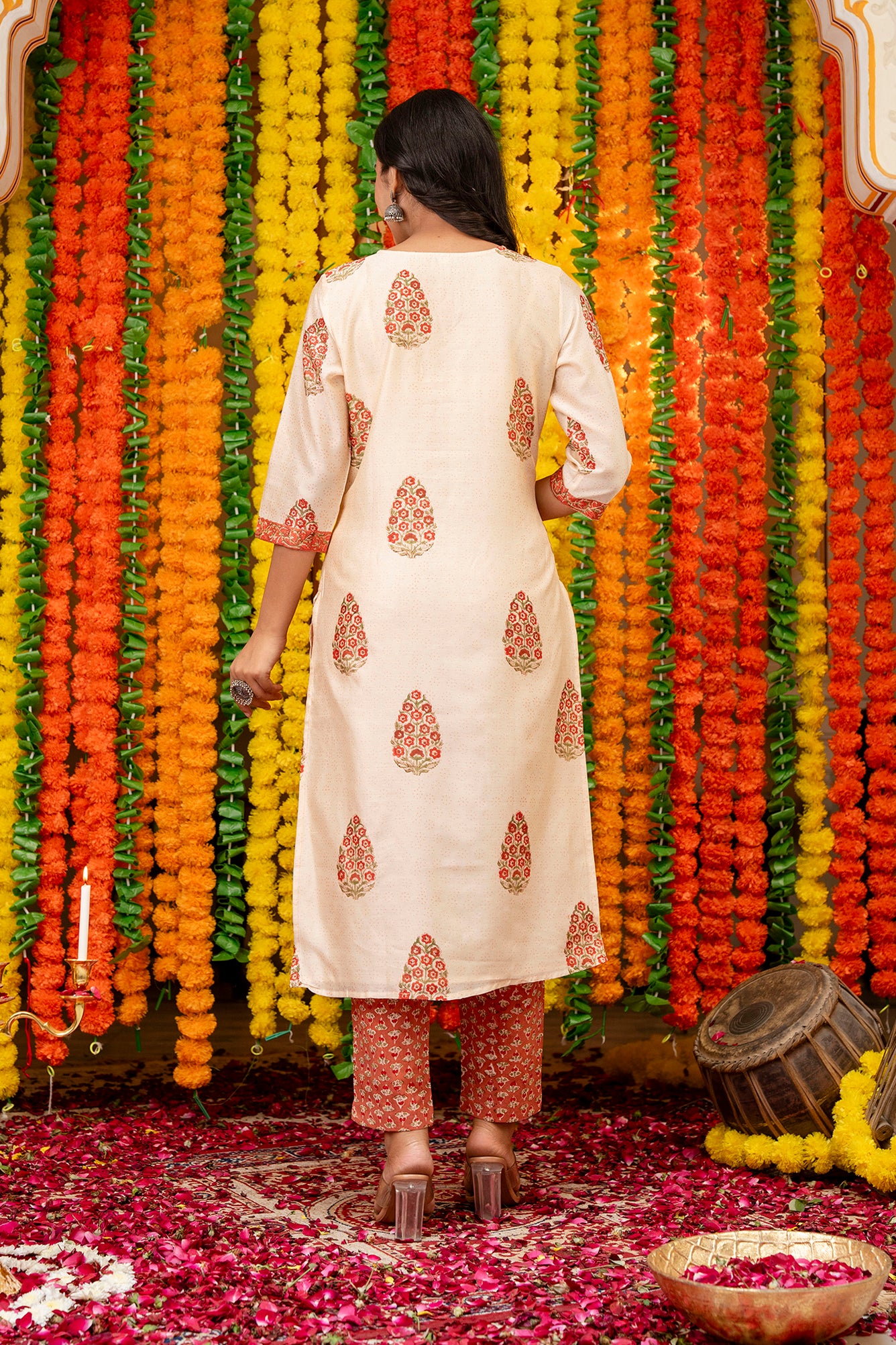 Chanderi Silk Suit Set with Kota Dupatta