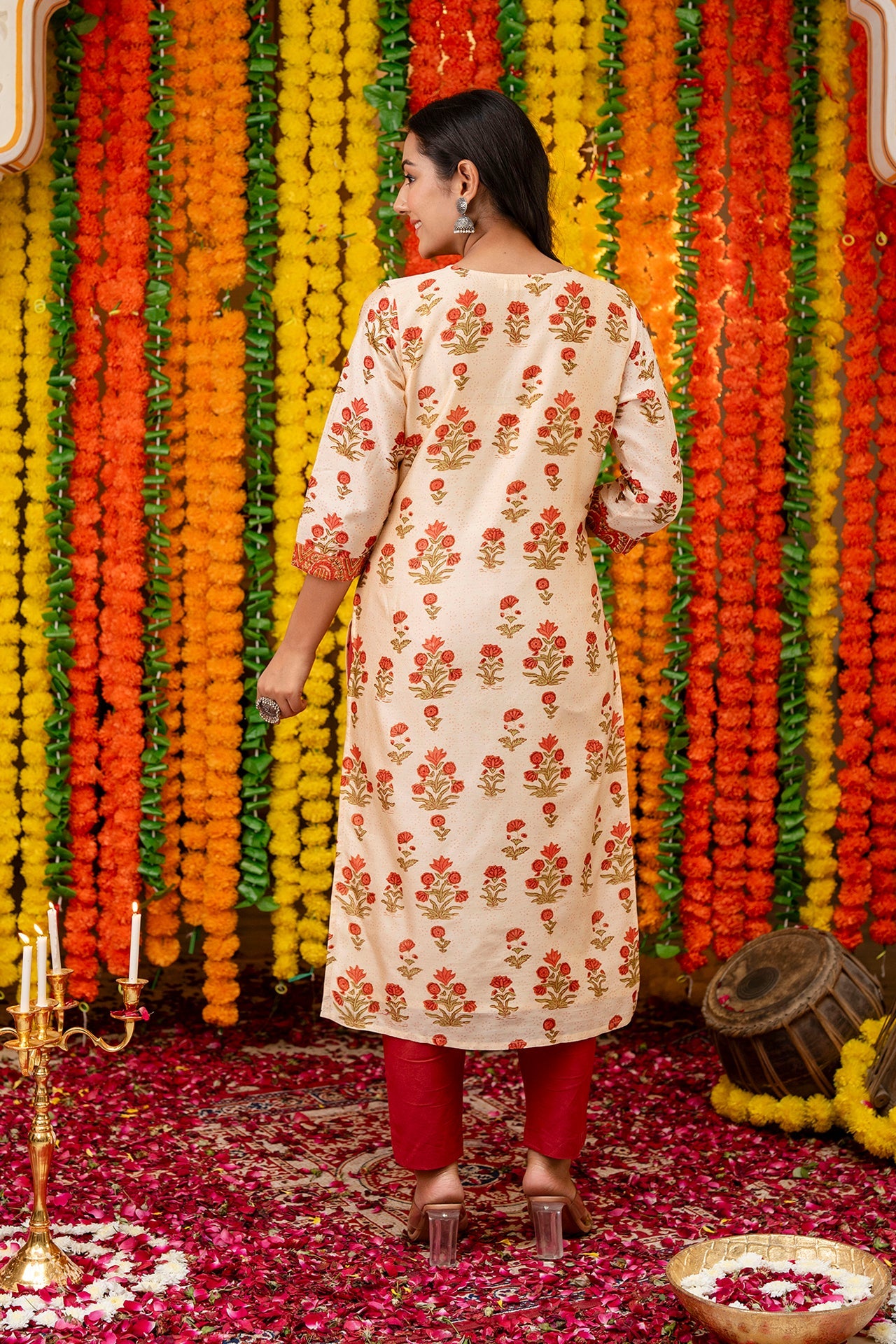 Chanderi Silk Suit Set with Kota Dupatta