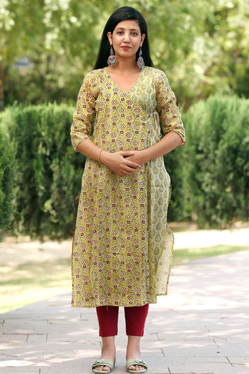 Cotton Block Printed Angarkha Kurta