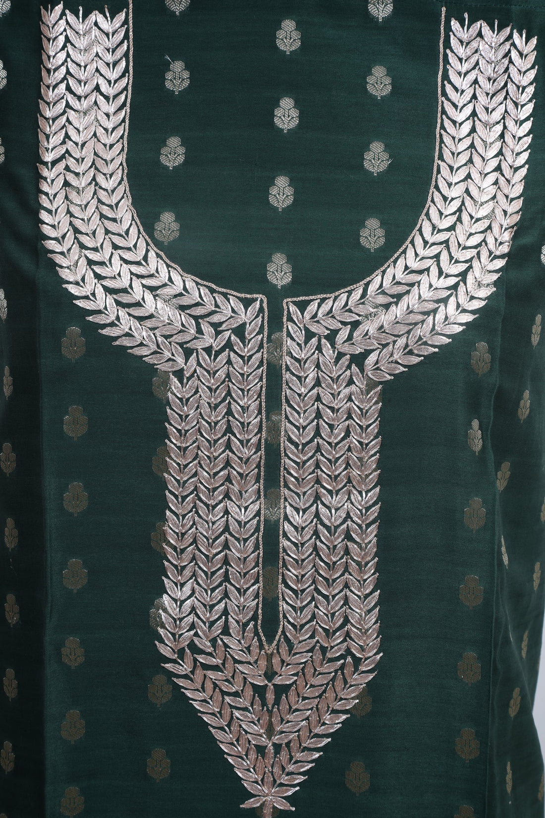 Block printed Chanderi Silk dress material with Kota dupatta