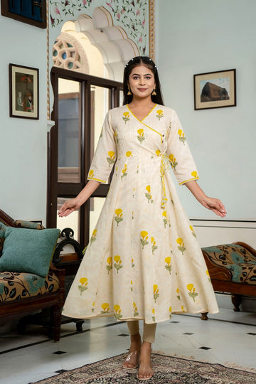 Cotton Block Printed Angarkha Kurta