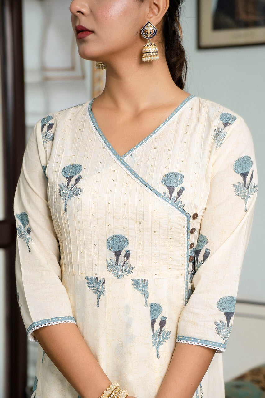 Cotton Block Printed Angarkha Kurta