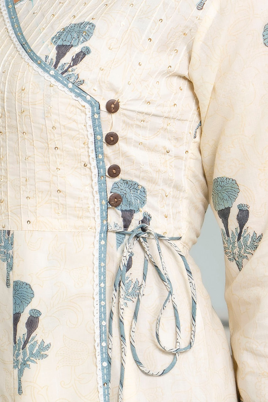 Cotton Block Printed Angarkha Kurta