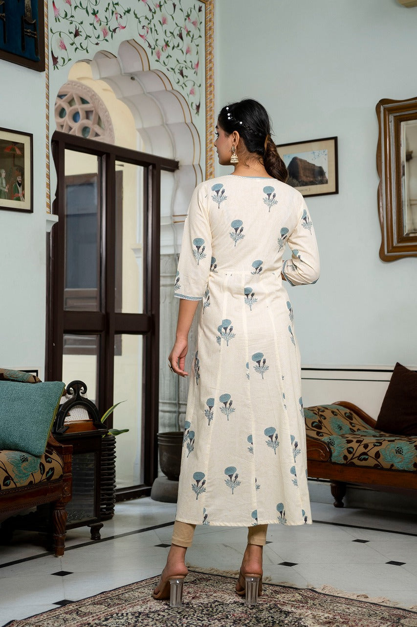 Cotton Block Printed Angarkha Kurta